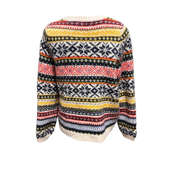 Old Navy Fair Isle Snowflake Knit Sweater Sz S Multicolor Pullover Holidays Xmas - Picture 3 of 5